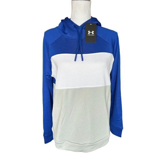 Under Armour Color Block Hoodie Women's Size Medium Blue White Gray New $70 - Picture 7 of 12